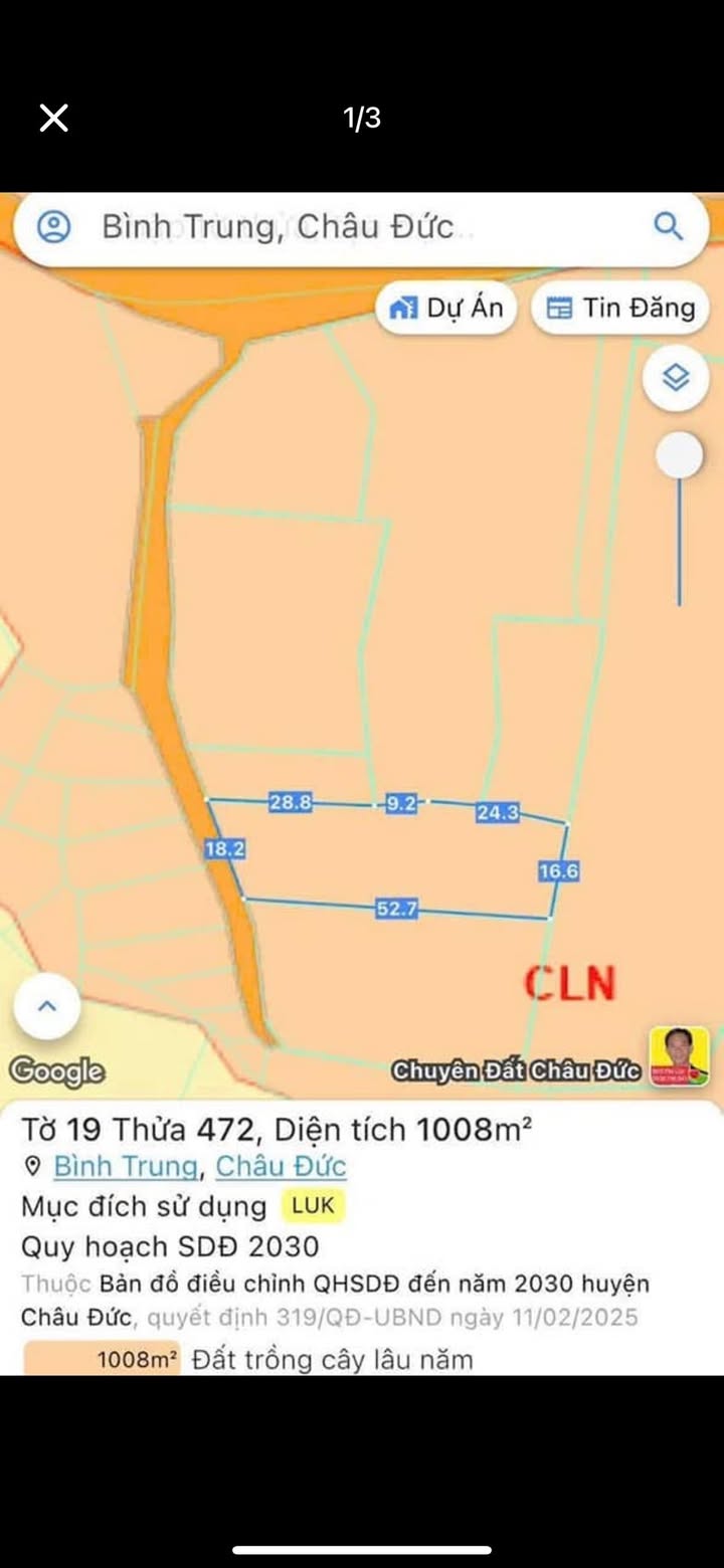 Đất nền Bình Trung, Châu Đức 936m² giá 600 triệu - Sổ hồng riêng, mặt tiền đường nhựa!