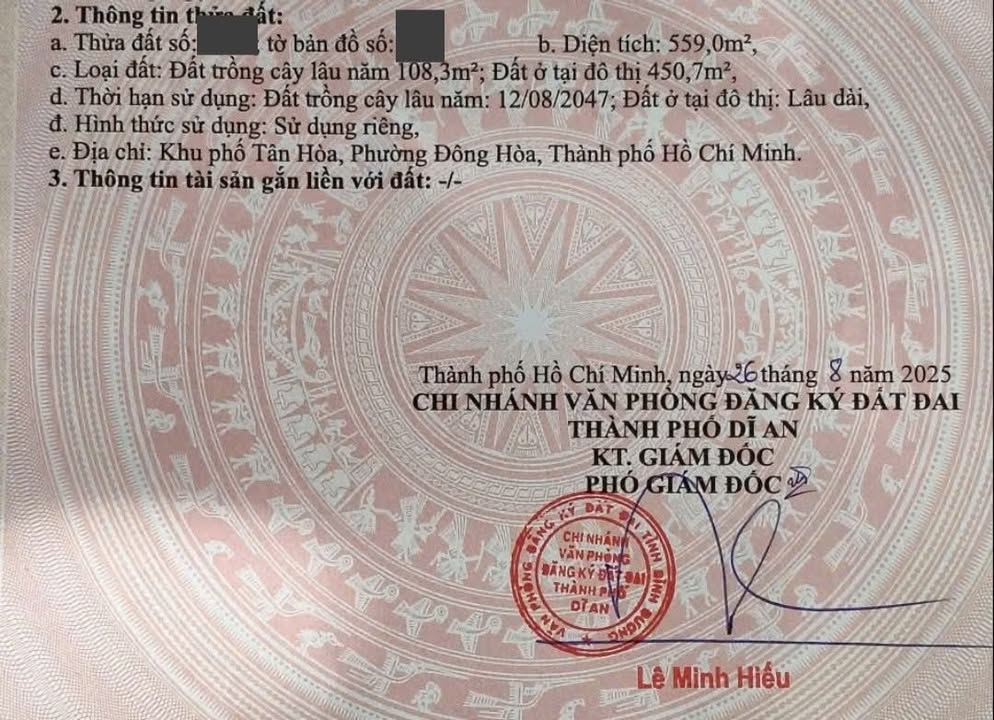 Đất thổ cư 559m² tại Dĩ An - Sổ riêng, giá chỉ 22 tỷ!