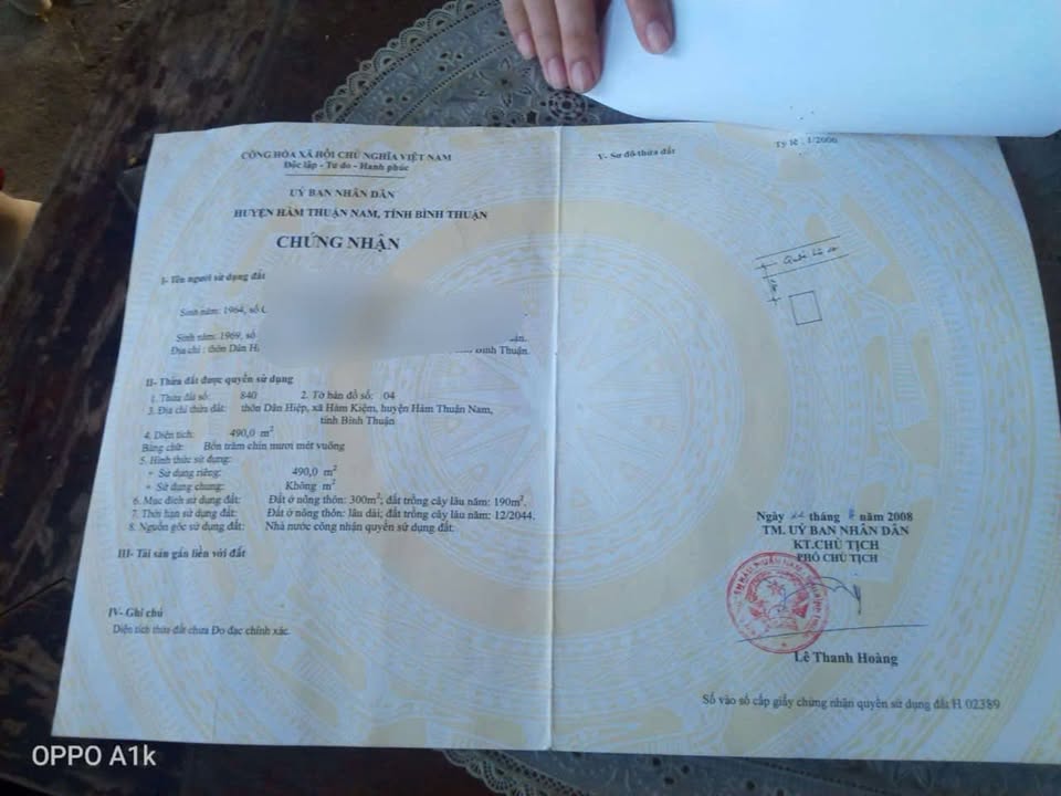 Bán đất mặt tiền QL1A xã Hàm Kiệm 490m² giá 4.3 tỷ - Đầu tư sinh lời hấp dẫn!