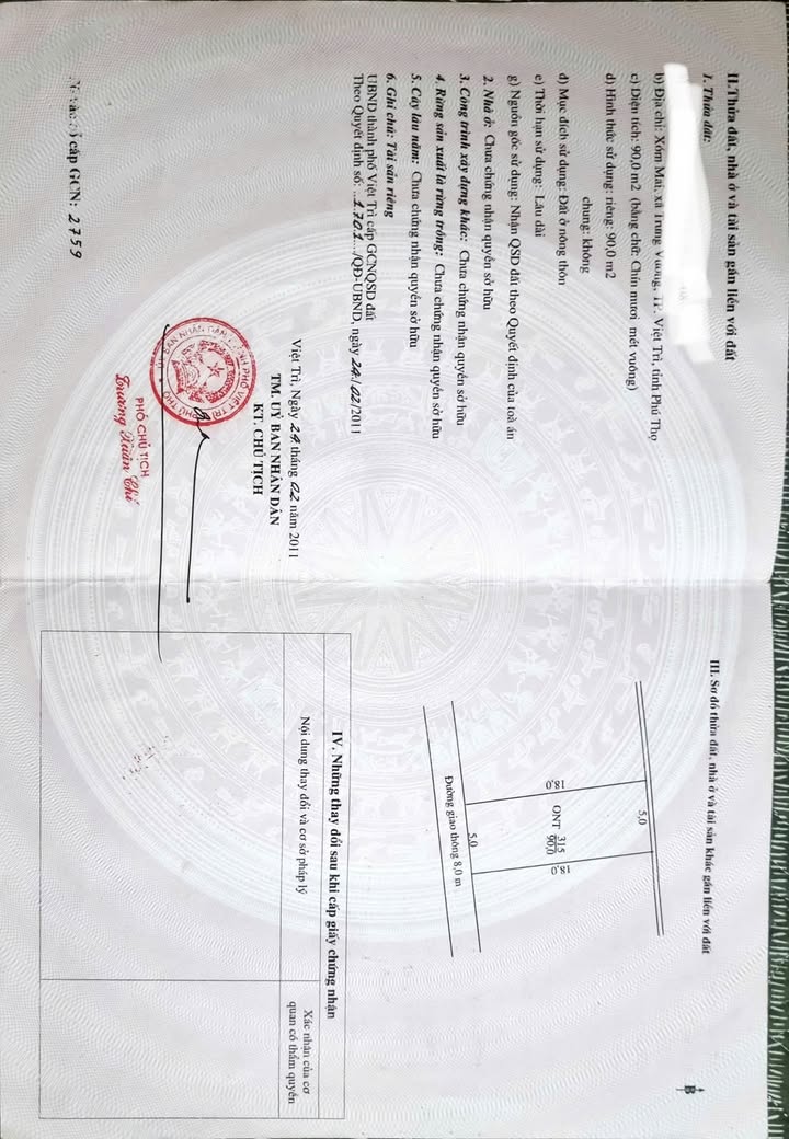 Đất nền Trưng Vương Việt Trì 90m² giá 3 tỷ - Cơ hội đầu tư sinh lời!