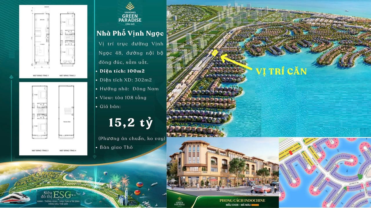 Nhà phố Vịnh Ngọc Cần Giờ 100m² giá 15.2 tỷ - Cơ hội đầu tư vàng!