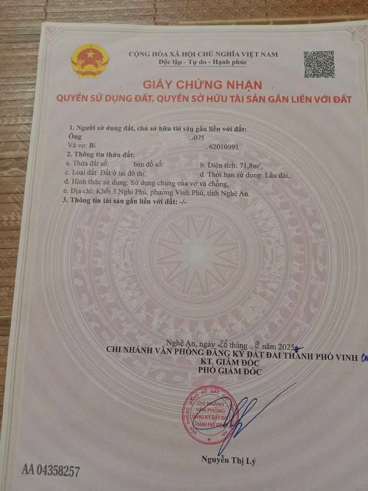 Đất nền Nghi Phú, Vinh, Nghệ An 71.8m² giá 2.21 tỷ - Cơ hội đầu tư tuyệt vời!