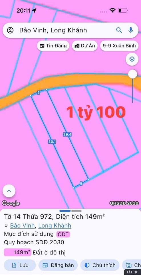 Đất nền phường Bảo Vinh 150m² giá 1.08 tỷ - Sổ đỏ thổ cư 100%