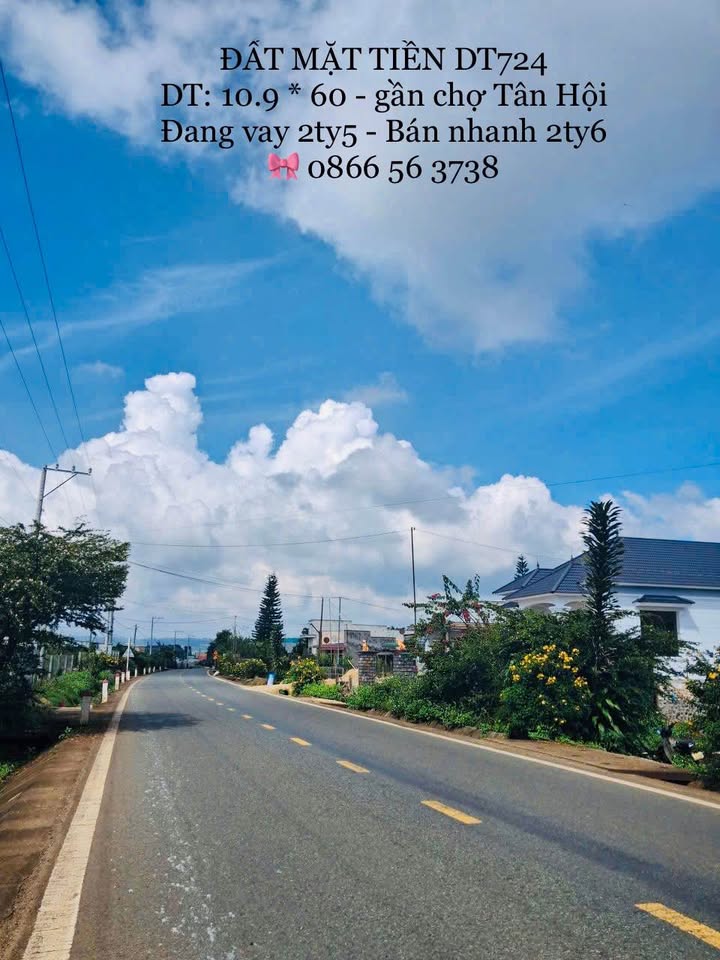 Đất mặt tiền ĐT724, Tân Hội, 654m² giá 2.6 tỷ - Cơ hội đầu tư tuyệt vời!
