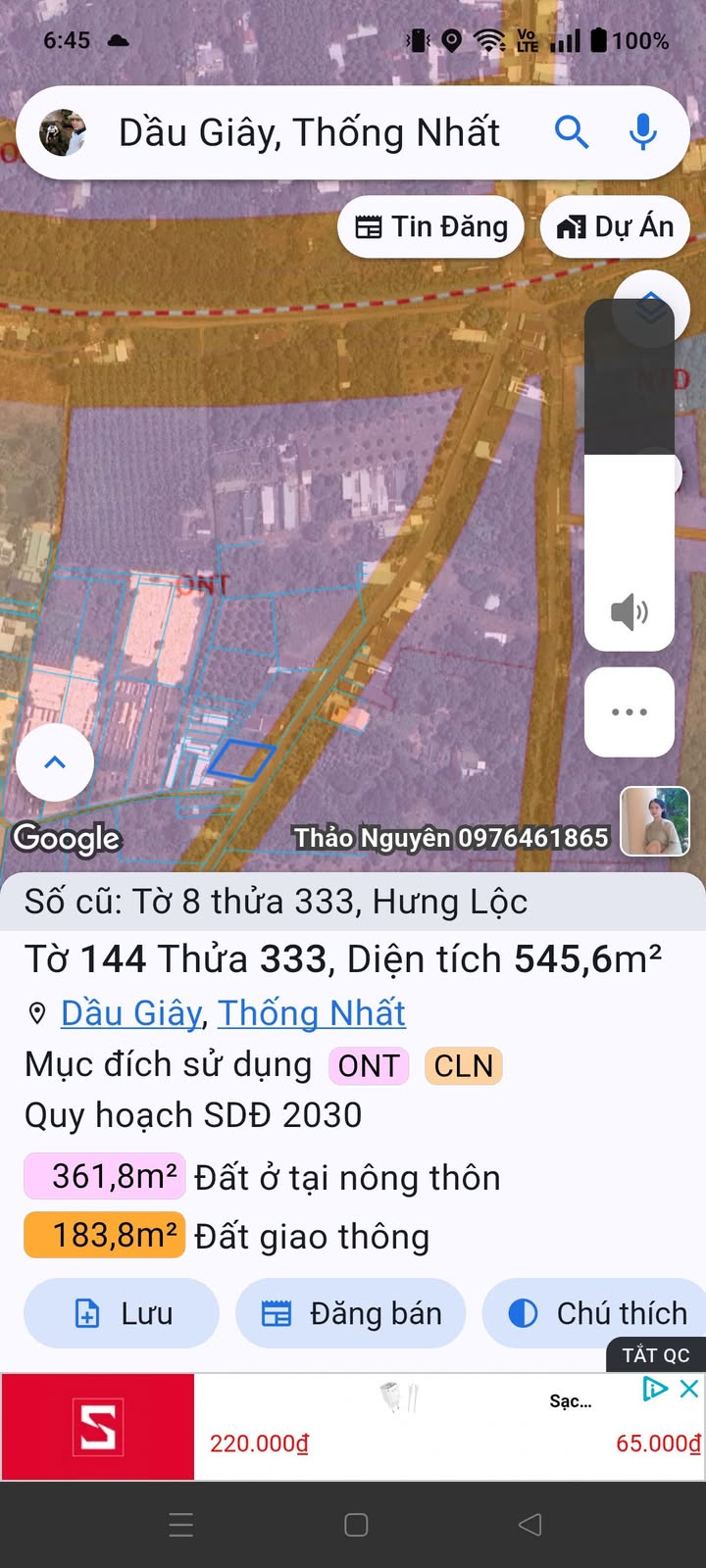Đất thổ cư Hưng Lộc Thống Nhất 545m² giá thỏa thuận - Cơ hội đầu tư hấp dẫn!