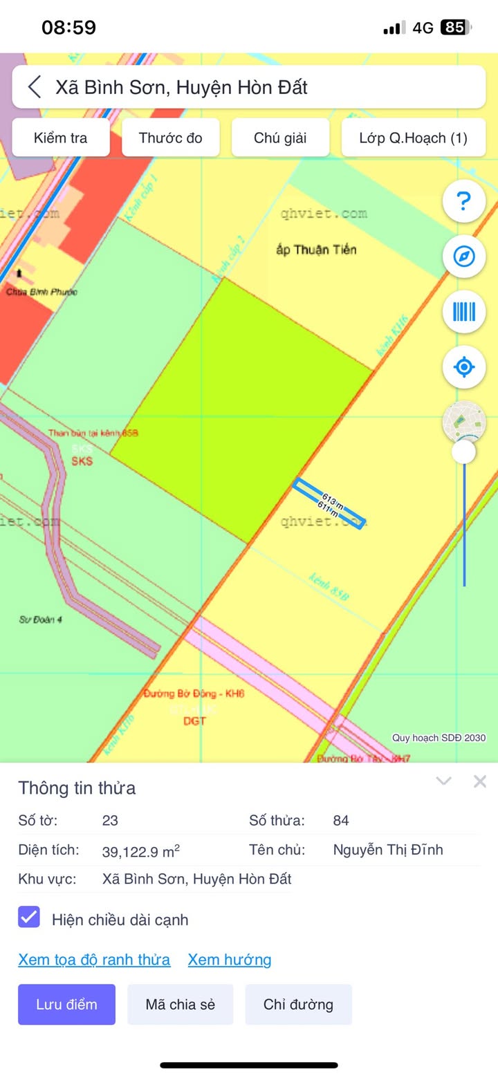 Đất lúa 75 công tại Hòn Đất, Kiên Giang - Mặt tiền 126m, giá 7.5 tỷ