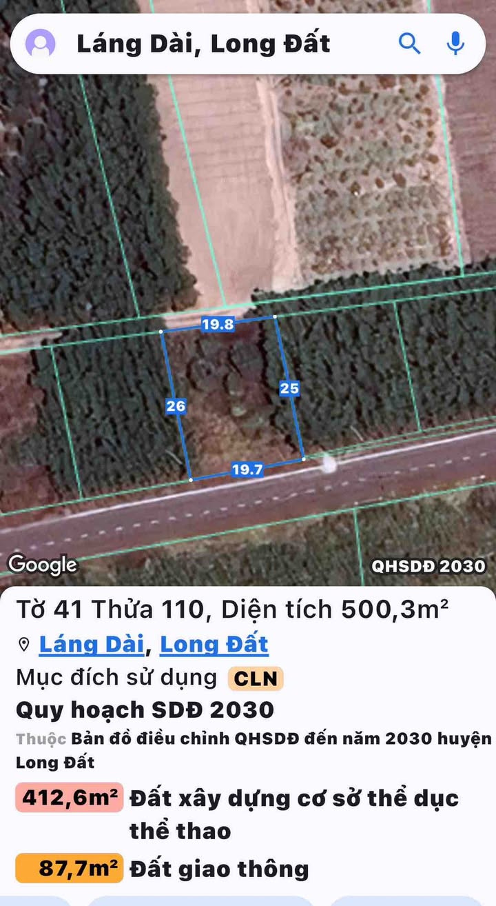 Đất nền mặt tiền đường nhựa Láng Dài 500m² giá 1.7 tỷ - Cơ hội đầu tư hấp dẫn!