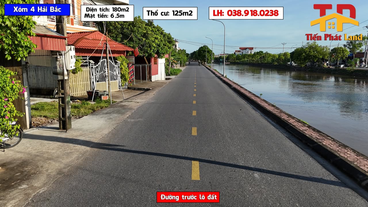 Bán đất xóm 4 Hải Bắc 180m² giá thỏa thuận - Mặt tiền đường Đông Sông Múc