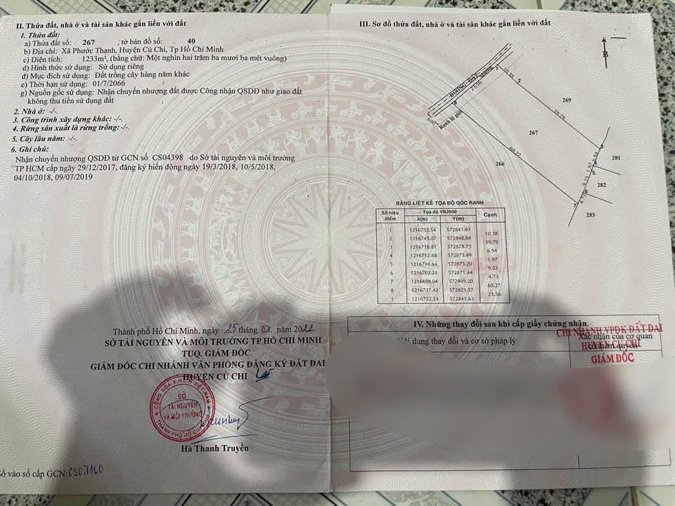 Đất Vườn Đường Ôtô Xã Thái Mỹ Huyện Củ Chi 1220m² - Tiềm năng đầu tư tốt!