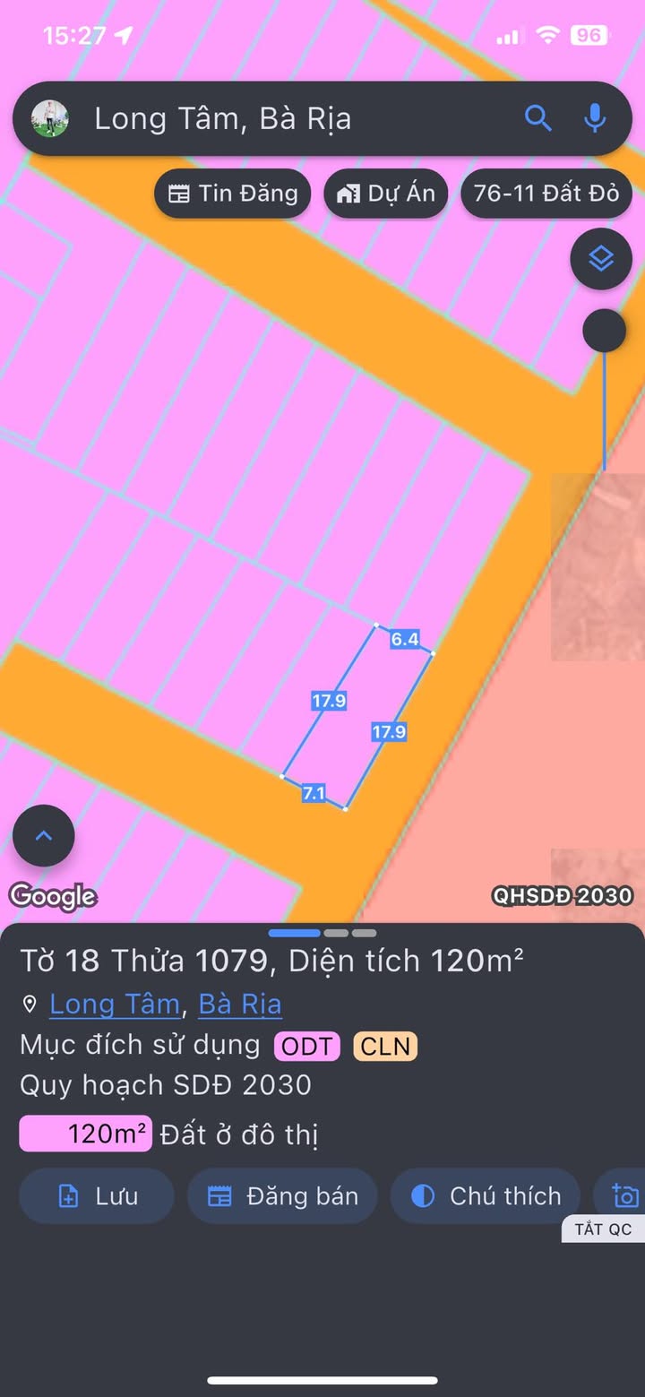 Đất 2 mặt tiền nhựa tại Phường Long Tâm, Bà Rịa 120m² giá 2.5 tỷ - Cơ hội đầu tư tuyệt vời!