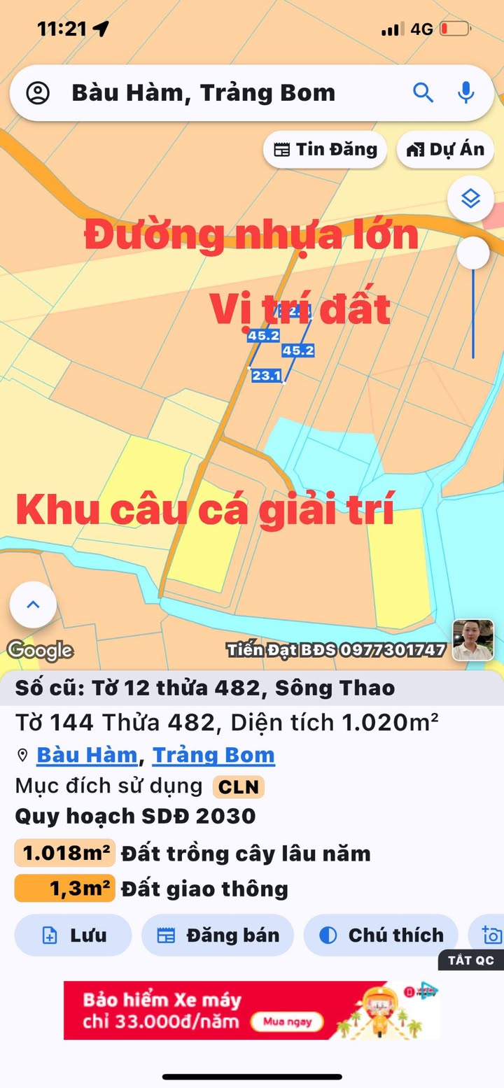 Đất nền Bàu Hàm Trảng Bom 1000m² giá 800 triệu - Cơ hội đầu tư hấp dẫn!