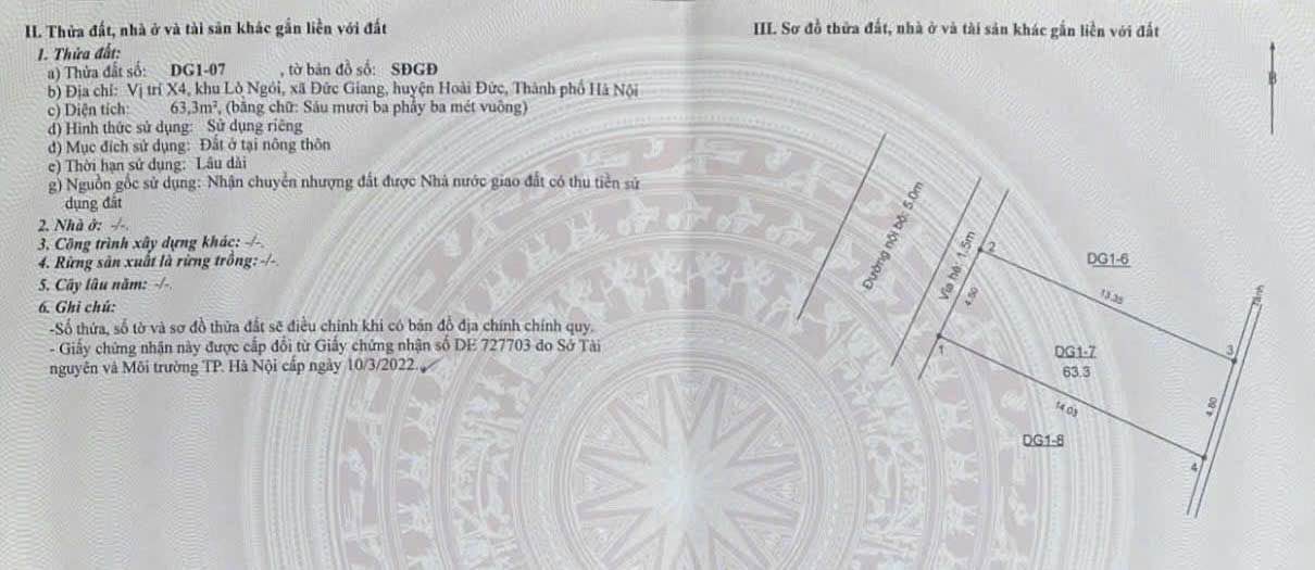 Đất nền lò Ngói Nam 32, Trạm Trôi 63m² giá chỉ 1.2 tỷ - Đầu tư sinh lời ngay!