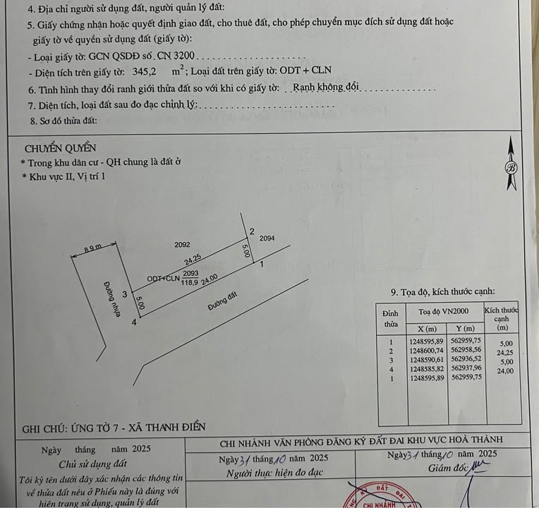 Đất mặt tiền 2 đường tại Thanh Điền, Tây Ninh 120m² giá 550 triệu - Cơ hội đầu tư tuyệt vời!
