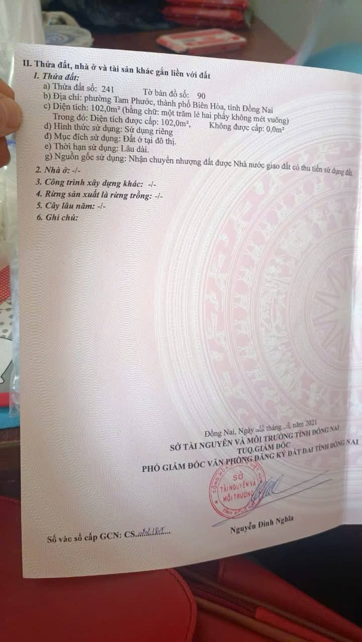 Đất thổ cư Tam Phước Biên Hòa 100m² giá 1.9 tỷ - Cơ hội đầu tư tuyệt vời!