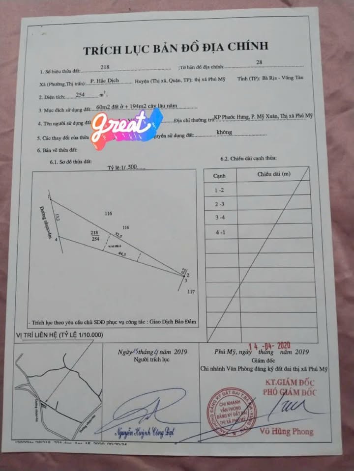 Đất nền đường Tập Đoàn 7, Phú Mỹ 254m² giá 960 triệu - Cơ hội đầu tư tuyệt vời!