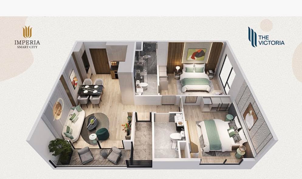 Căn hộ Victoria Nam Từ Liêm 68m² giá 6.05 tỷ - View thoáng vĩnh viễn!