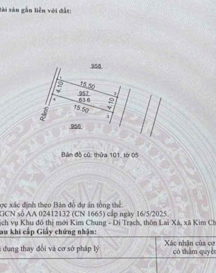 Đất dịch vụ Thăng Long 9 - Lai Xá 63.6m² giá đầu tư - Mặt tiền 4.1m hướng Đông Nam