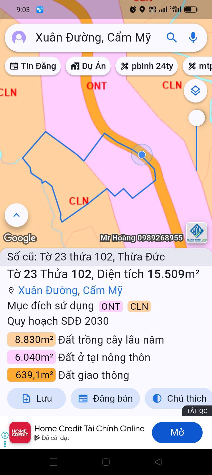 Đất nền Xuân Đường, Cẩm Mỹ, Đồng Nai 15,509m² - Đầu tư sinh lời ngay!
