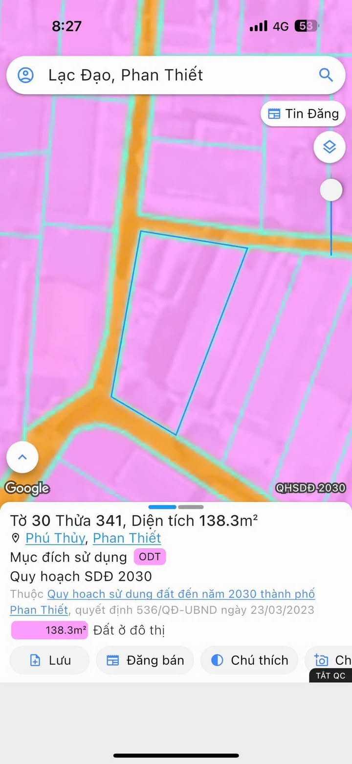 Đất nền Phú Thủy, Phan Thiết 68m² giá 1.35 tỷ - Mặt tiền góc hai đường