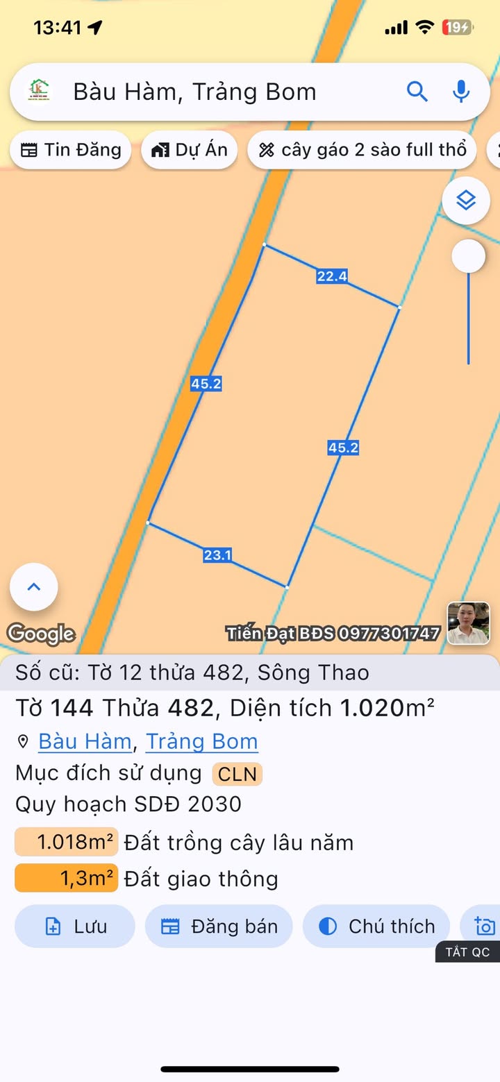 Đất sào Trảng Bom Đồng Nai 1000m² giá 868 triệu - Cơ hội đầu tư hấp dẫn!