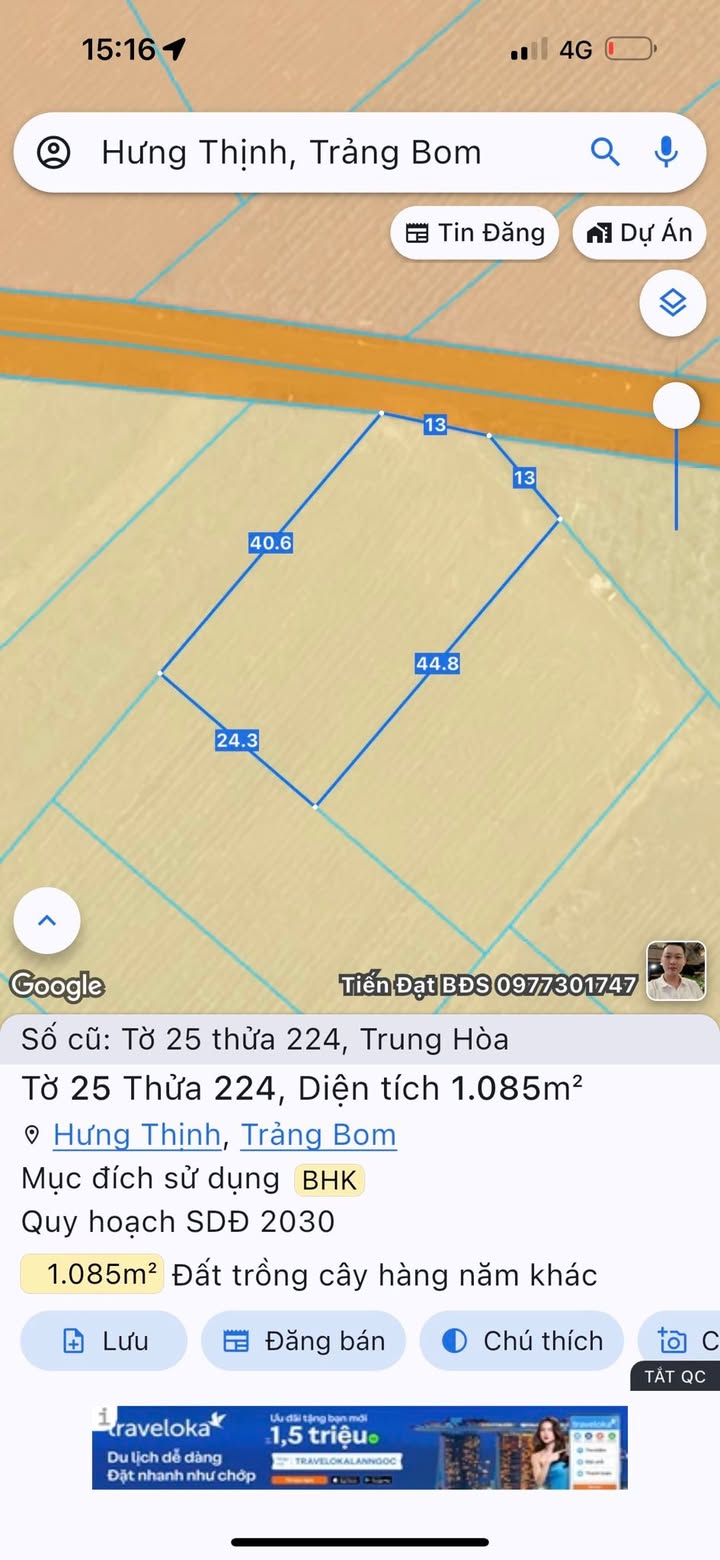 Đất nền mặt tiền nhựa Trung Hòa, xã Hưng Thịnh 3600m² giá 1.1 tỷ - Cơ hội đầu tư hấp dẫn!