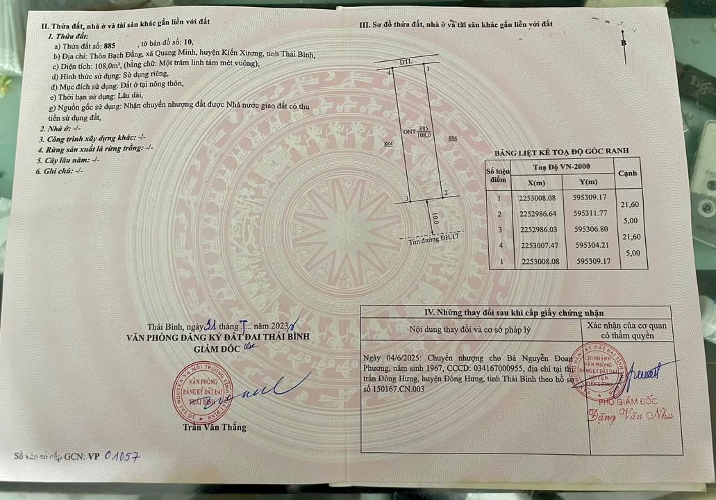 Đất nền huyện Kiến Xương 108m² giá 1.1 tỷ - Vị trí đẹp, tiềm năng phát triển!