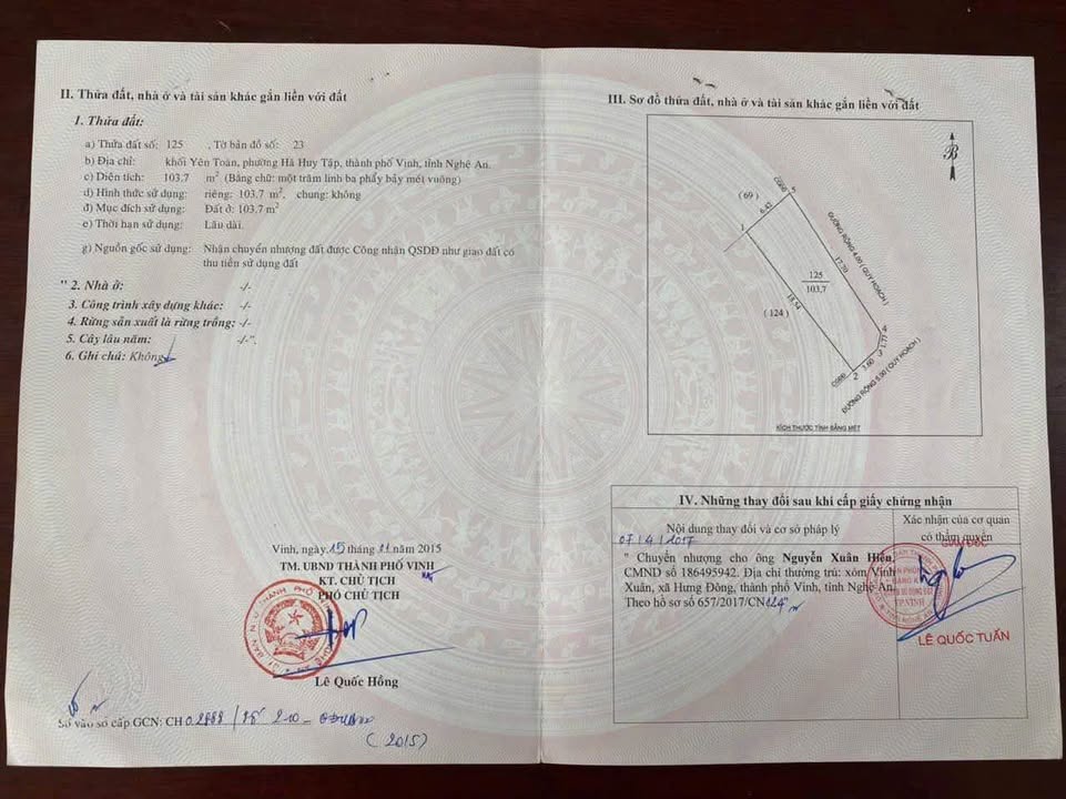 Lô đất đẹp hướng Đông Nam tại Hà Huy Tập, TP Vinh - 103.7m² chỉ 5.7 tỷ!