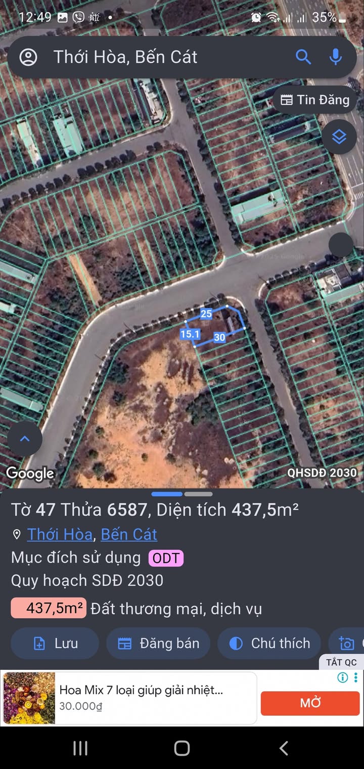 Đất nền Bến Cát 450m² giá 5 tỷ - Lô góc đẹp, chính chủ bán gấp!