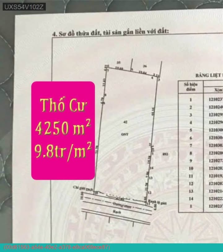 Đất thổ cư Củ Chi 4334m² giá 42 tỷ - Đầu tư sinh lời lý tưởng!