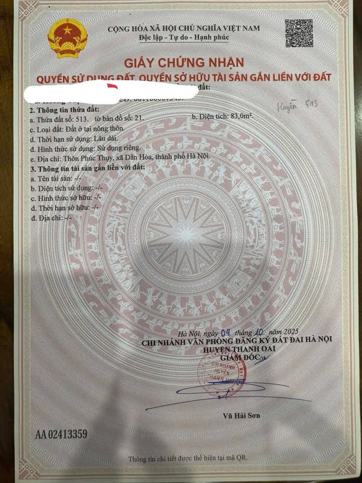 Đất nền xã Dân Hoà, Thanh Oai 83m² giá 4 triệu/m² - Đầu tư sinh lời ngay!