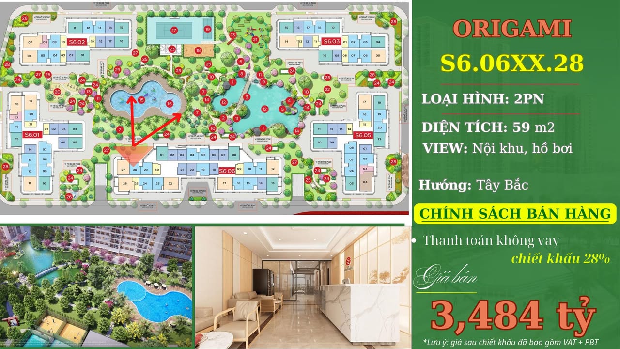 Căn hộ 2PN Vinhomes Grand Park 59m² giá 3.484 tỷ - Sẵn sàng vào ở ngay!