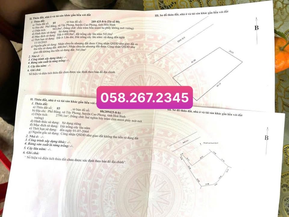 Đất nền Cao Phong Hòa Bình 3.733m² giá 8 tỷ - Cơ hội đầu tư hiếm có!