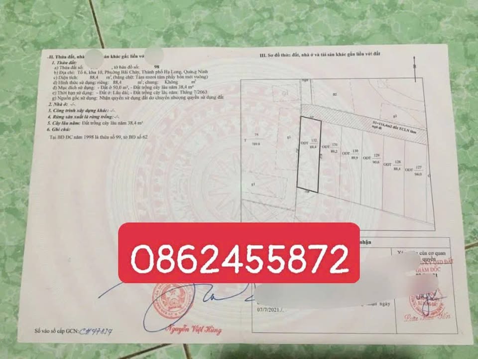 Đất nền Bãi Cháy, Hạ Long 88m² giá 1 tỷ - Chính chủ bán gấp!
