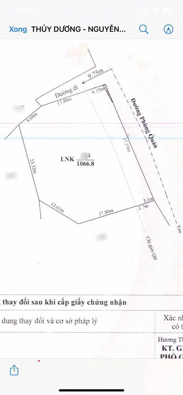 Đất Mặt Tiền Phùng Quán, Thủy Dương 1066m² giá 4.3 tỷ - Cơ hội đầu tư tuyệt vời!