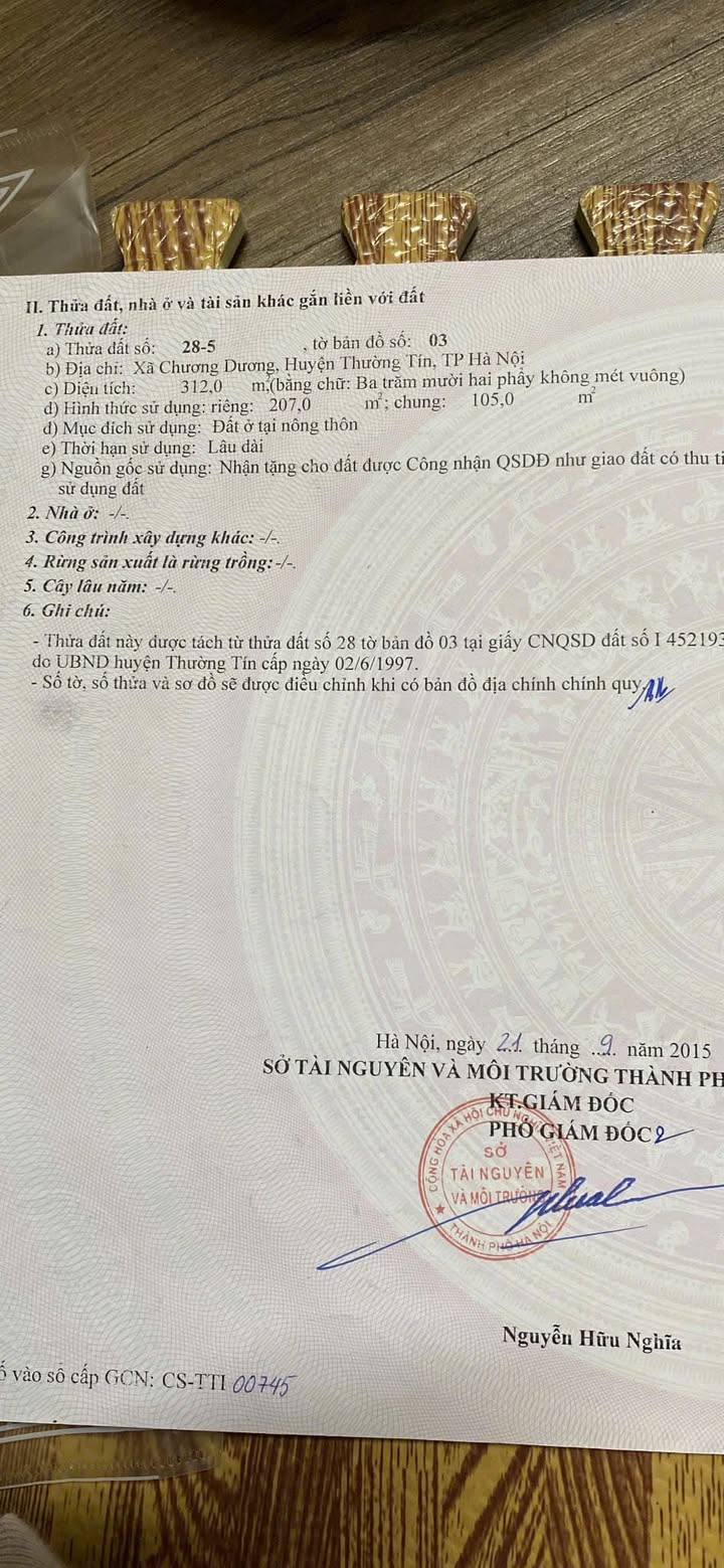 Đất nền 207m² tại xã Chương Dương, Thường Tín - Giá tốt cho nhà đầu tư!