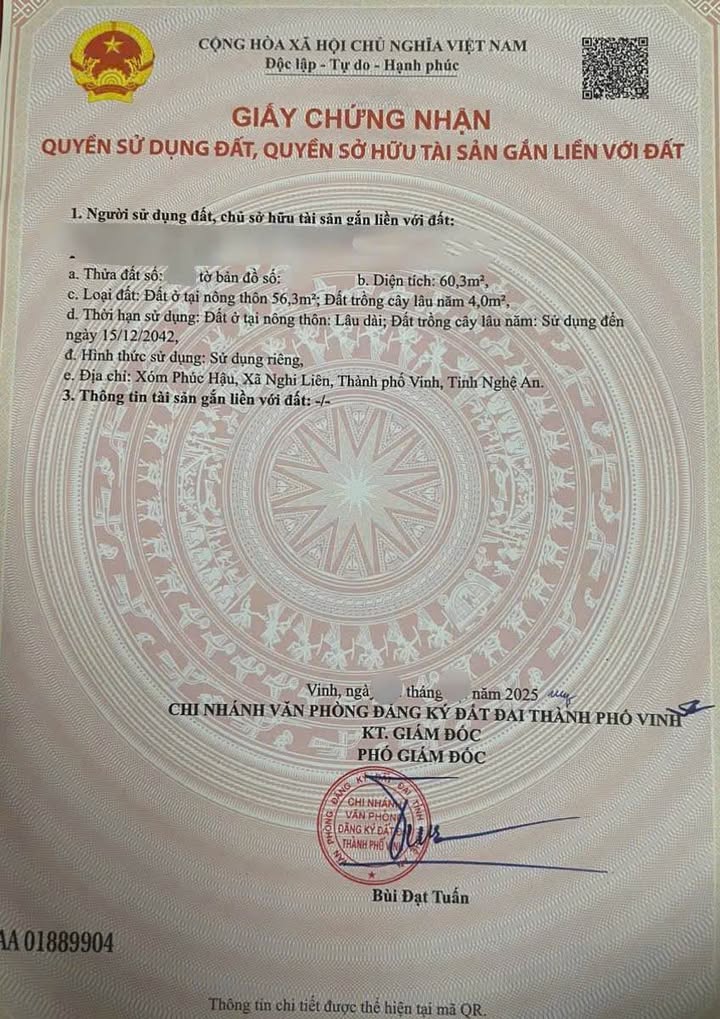 Đất nền Phúc Hậu Nghi Liên 60,3m² giá 1,37 tỷ - Đầu tư sinh lời hấp dẫn!