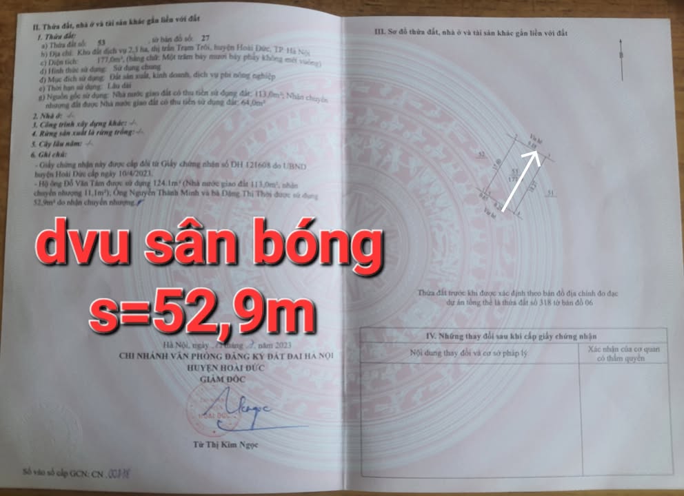 Đất dịch vụ Trạm Trôi 52.9m² giá thỏa thuận - Vị trí vàng, kinh doanh sầm uất!