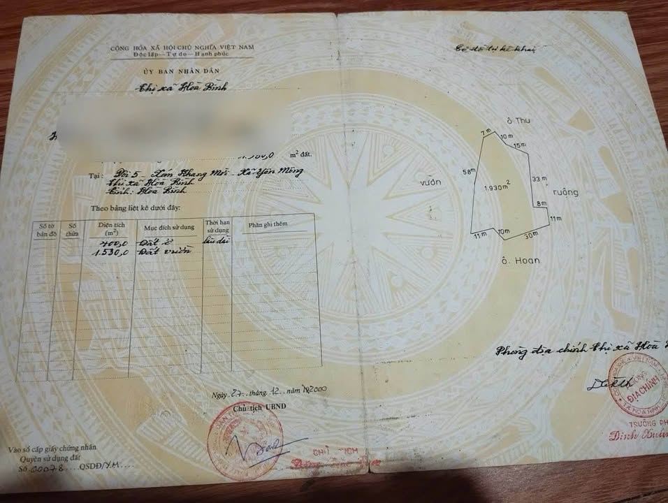 Đất vườn tại Yên Mông, Hòa Bình 1900m² giá 2.28 tỷ - View đồi núi thoáng đẹp!