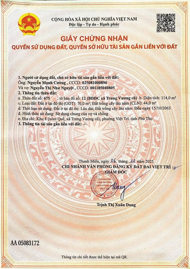 Đất nền quận Việt Trì 114m² giá 3 tỷ - Đường Vũ Thế Lang rộng rãi!