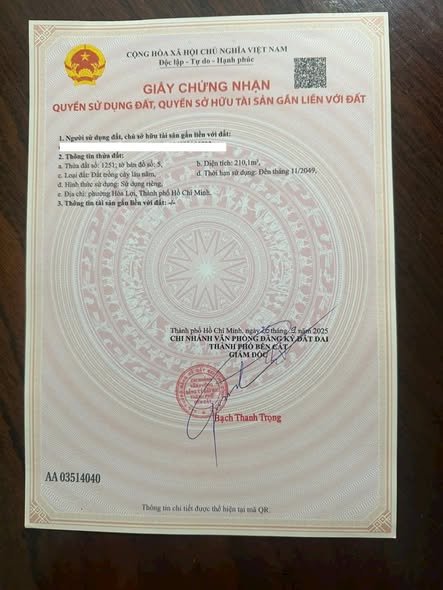 Đất Hòa Lợi Bến Cát 204m² giá 1 tỷ - Sổ hồng riêng, pháp lý chuẩn!