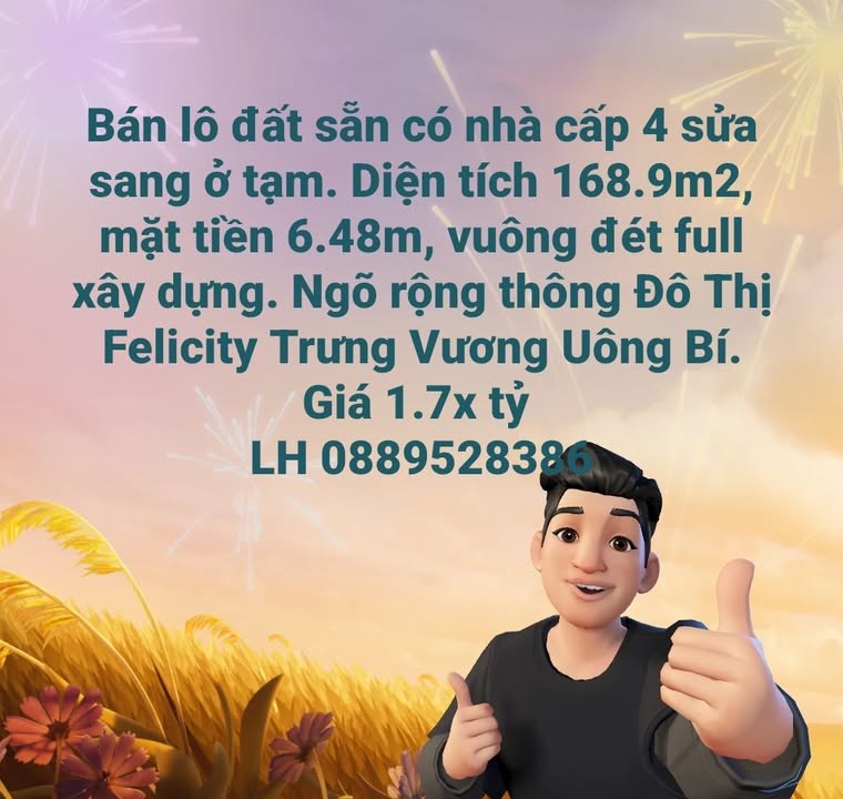 Đất nền Trưng Vương Uông Bí 168.9m² giá 1.7 tỷ - Đầu tư sinh lời ngay!