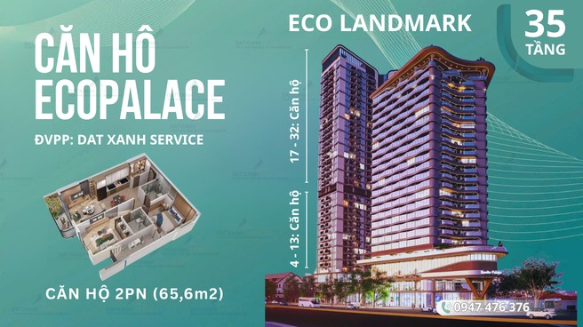 Căn hộ 2 ngủ Eco Palace Buôn Ma Thuột 65m² - Không gian sống lý tưởng!