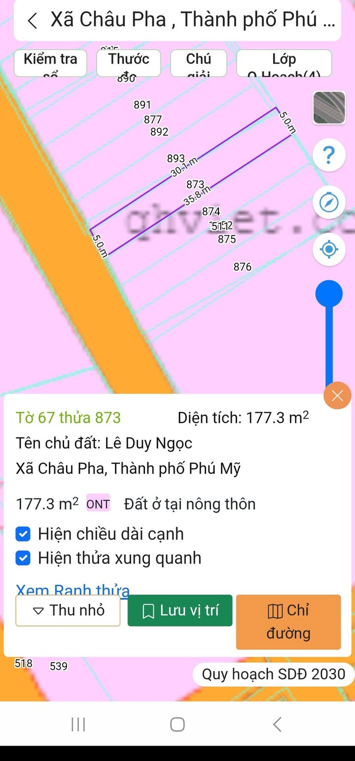 Đất thổ cư Châu Pha 180m² giá 1.2 tỷ - Mặt tiền đường nhựa rộng rãi!