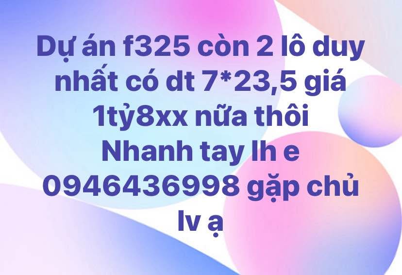 Đất nền dự án F325 Bắc Lý 164.5m² giá 1.8 tỷ - Cơ hội đầu tư hiếm có!