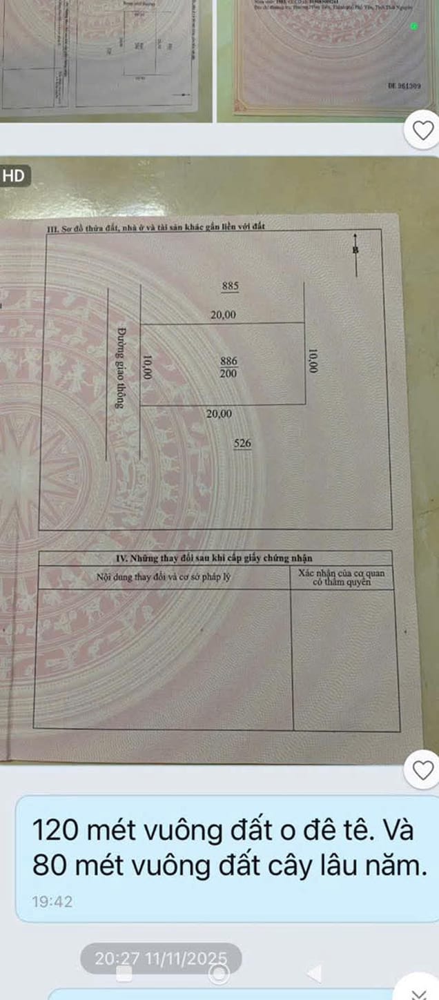 Đất thổ cư 200m² tại Điềm Thụy, Phú Bình - Giá chỉ 1.1 tỷ VND!