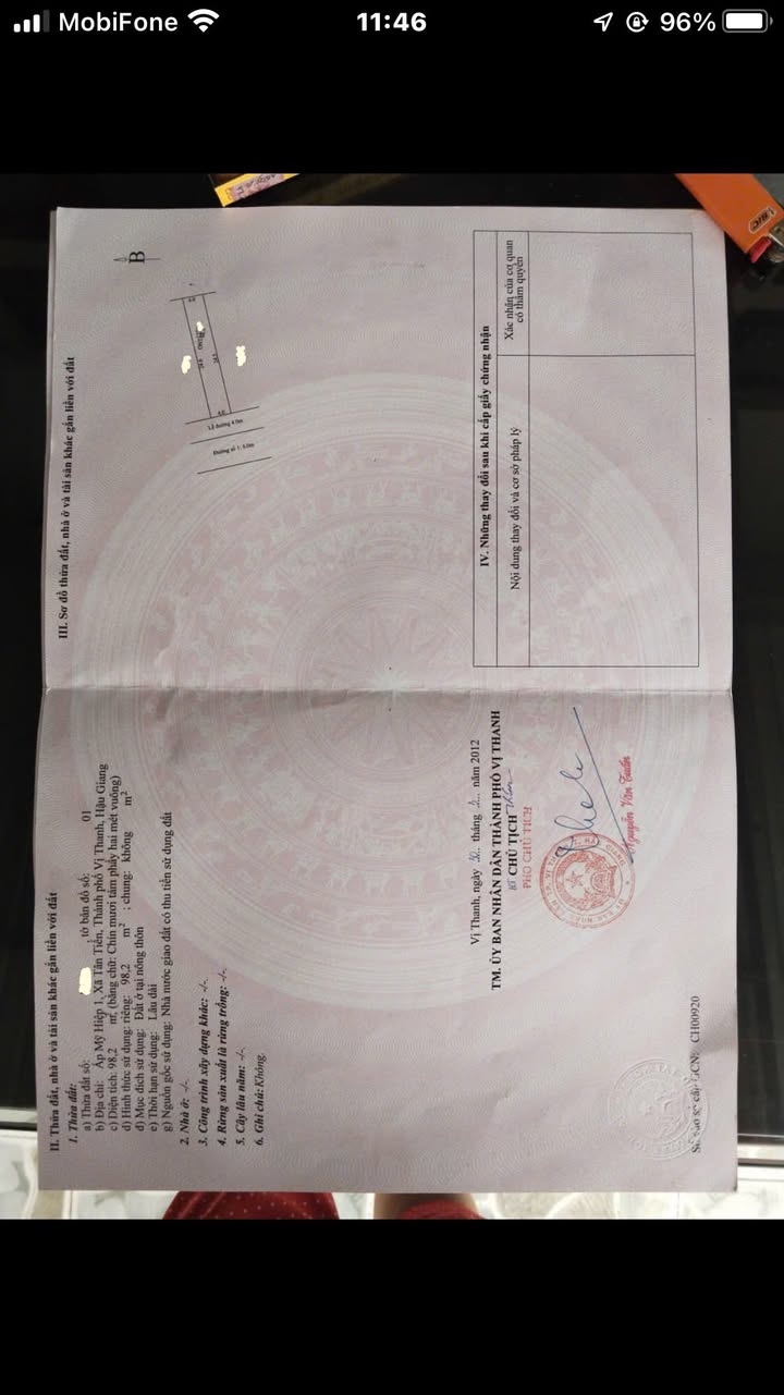 Đất nền liền kề xã Tân Tiến, TP Vị Thanh, Hậu Giang 196m² - Cơ hội đầu tư sinh lời!