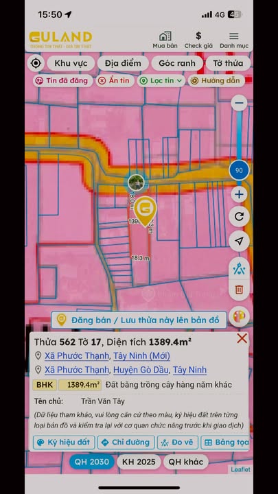 Đất thổ cư ấp Phước Hoà, xã Phước Thạnh 1411.5m² giá 2.45 tỷ - Phù hợp đầu tư sinh lời!