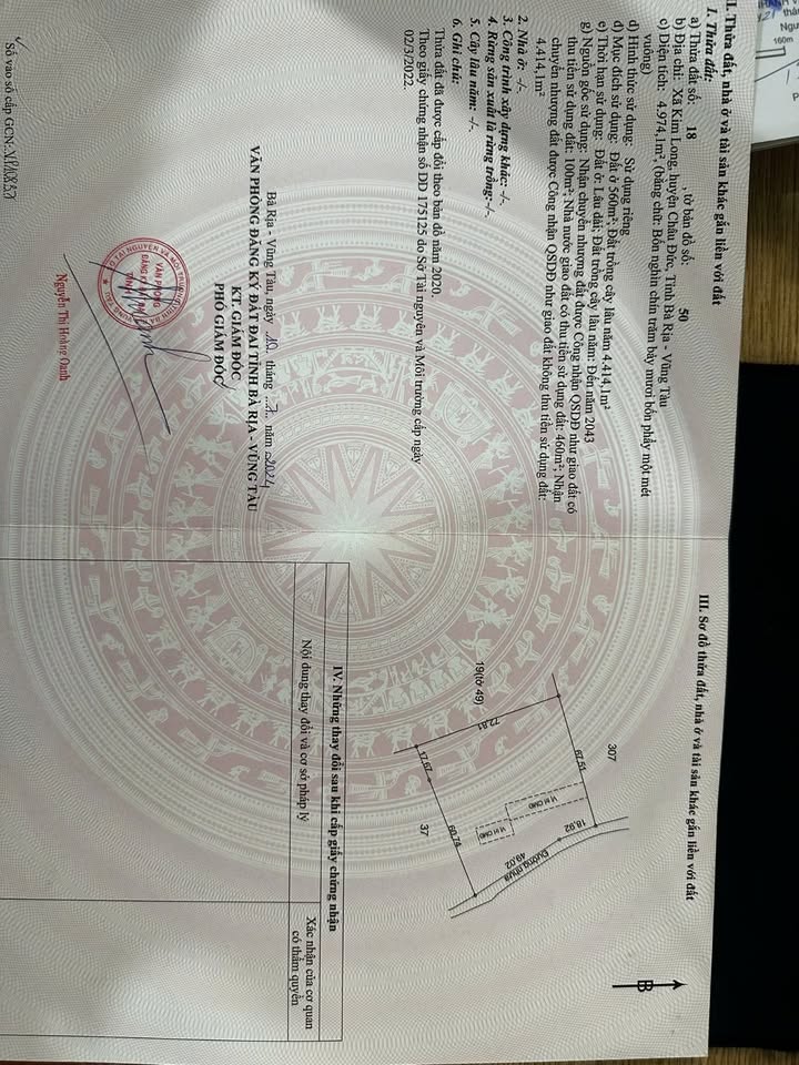 Đất nền Châu Đức 5 sào mặt tiền 68m - Giá chỉ 8 tỷ, đầu tư sinh lời!