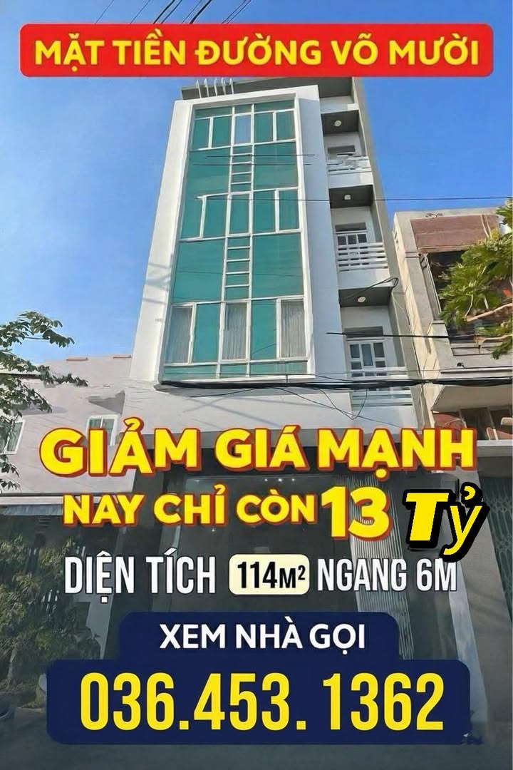 Nhà mặt tiền Võ Mười, Quy Nhơn 114m² giá 13 tỷ - Thiết kế hiện đại, kinh doanh sầm uất!