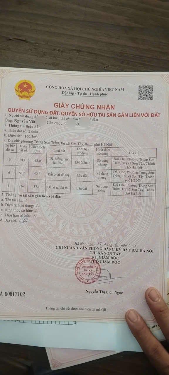 Bán đất Trung Sơn Trầm Sơn Tây 57.1m² giá 1 tỷ - Cơ hội đầu tư hấp dẫn!